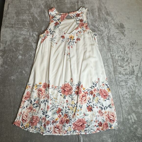 Xhilaration Sleeveless Floral Swing Dress Boho Medium Keyhole Back - Picture 2 of 7